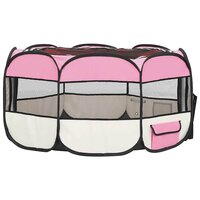 Hondenren inklapbaar met draagtas 145x145x61 cm roze 4