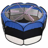 Hondenren inklapbaar met draagtas 110x110x58 cm blauw 12
