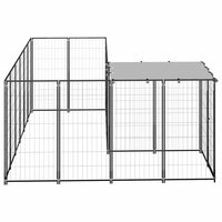 Hondenkennel 4,84 m&sup2; staal zwart 4