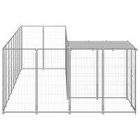 Hondenkennel 6,05 m&sup2; staal zilverkleurig 4