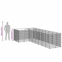 Hondenkennel 6,05 m&sup2; staal zilverkleurig 8