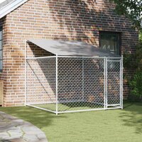 Hondenhok met dak en deur 2x2x2 m gegalvaniseerd staal grijs 3