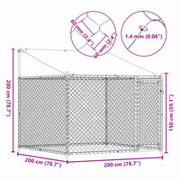Hondenhok met dak en deur 2x2x2 m gegalvaniseerd staal grijs 8