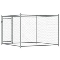 Hondenhok met deur 2x2x1,5 m gegalvaniseerd staal grijs 6