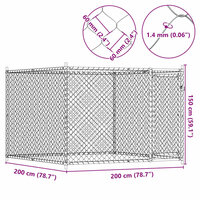 Hondenhok met deur 2x2x1,5 m gegalvaniseerd staal grijs 8