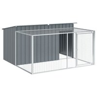 Hondenhok met ren antraciet 197x194x110 cm gegalvaniseerd staal 2