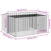 Hondenhok met ren antraciet 197x194x110 cm gegalvaniseerd staal 9