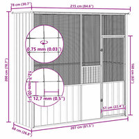 Vogelkooi 215x78x200 cm gegalvaniseerd staal antracietkleurig 10