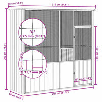 Vogelkooi 215x78x200 cm gegalvaniseerd staal grijs 10