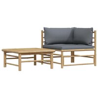 2-delige Loungeset met donkergrijze kussens bamboe 2