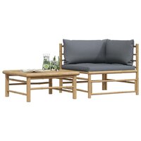 2-delige Loungeset met donkergrijze kussens bamboe 4