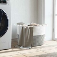 Wasmand &Oslash; 55x36 cm katoen grijs en wit 3