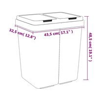 Vuilnisbak dubbel 2x25 L wit 6