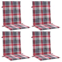 Tuinstoelkussens 4 st 100x50x3 cm oxford stof ruitpatroon rood 3