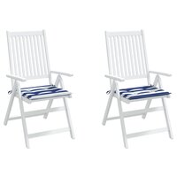 Tuinstoelkussens 2 st gestreept 50x50x4 cm stof wit en blauw 7