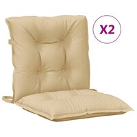 Stoelkussens 2 st lage rug 100x50x7 cm stof gem&ecirc;leerd beige 2