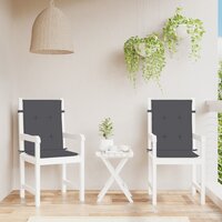 Stoelkussens 2 st lage rug 100x50x4 cm stof gem&ecirc;leerd antraciet 3