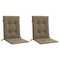 Stoelkussens 2 st lage rug 100x50x4 cm stof gem&ecirc;leerd taupe 4