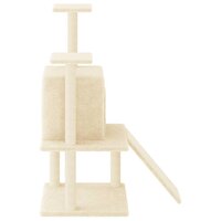 Kattenmeubel met sisal krabpalen 110 cm cr&egrave;mekleurig 4