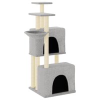 Kattenmeubel met sisal krabpalen 122 cm lichtgrijs 2