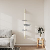 Kattenmeubel wandgemonteerd met krabpaal 142,5 cm lichtgrijs 3