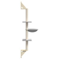 Kattenmeubel wandgemonteerd met krabpaal 142,5 cm lichtgrijs 5