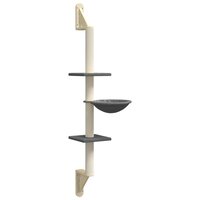 Kattenmeubel wandgemonteerd met krabpaal 142,5 cm donkergrijs 2