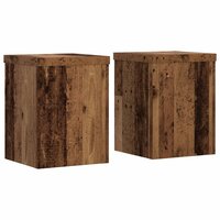 Plantenstandaards 2 st 15x15x20 cm bewerkt hout oud houtkleurig 2