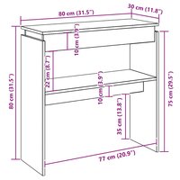 Wandtafel 80x30x80 cm bewerkt hout sonoma eikenkleurig 6