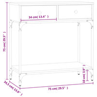 Wandtafel 75x34,5x75 cm bewerkt hout gerookt eikenkleurig 11