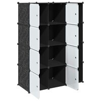 Kast met 9 vakken modulair 109x36,5x143 cm zwart en wit  3