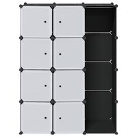Kast met 9 vakken modulair 109x36,5x143 cm zwart en wit  4