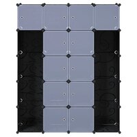 Kast modulair met 14 vakken 37x146x180,5 cm zwart en wit 4