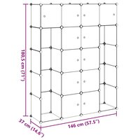 Kast modulair met 14 vakken 37x146x180,5 cm zwart en wit 8