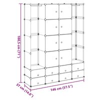 Kast modulair met 18 vakken 37x146x180,5 cm zwart en wit 8