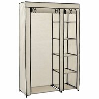 Kledingkast opvouwbaar 110x45x175 cm stof cr&egrave;me 3