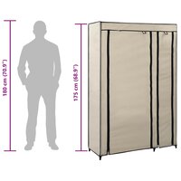 Kledingkast opvouwbaar 110x45x175 cm stof cr&egrave;me 8
