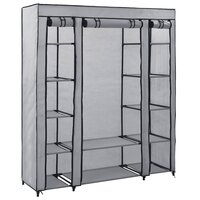 Kledingkast met vakken en stangen 150x45x176 cm stof grijs 2