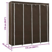 Kledingkast met 4 vakken 175x45x170 cm bruin 8