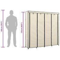 Kledingkast met 4 vakken 175x45x170 cm cr&egrave;me 9