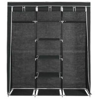 Kledingkast met vakken en stangen 150x45x175 cm stof zwart 5