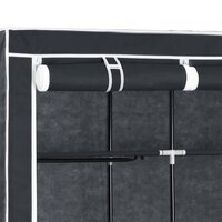 Kledingkast met vakken en stangen 150x45x175 cm stof zwart 9