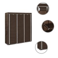 Kledingkast met vakken en stangen 150x45x175 cm stof bruin 7