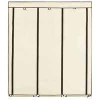 Kledingkast met vakken en stangen 150x45x175 cm stof cr&egrave;me 4