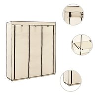 Kledingkast met vakken en stangen 150x45x175 cm stof cr&egrave;me 7