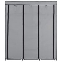 Kledingkast met vakken en stangen 150x45x175 cm stof grijs 4