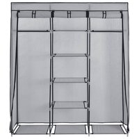 Kledingkast met vakken en stangen 150x45x175 cm stof grijs 5