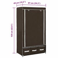 Kledingkast 87x49x159 cm stof bruin 8