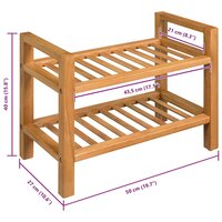 Schoenenrek met 2 schappen 50x27x40 cm massief eikenhout 5