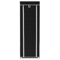 Schoenenkast met hoes 57x29x162 stof zwart 4
